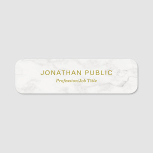 Porte-nom Marbre blanc Gold Texte Élégant Modèle simple