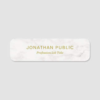 Porte-nom Marbre blanc Gold Texte Élégant Modèle simple