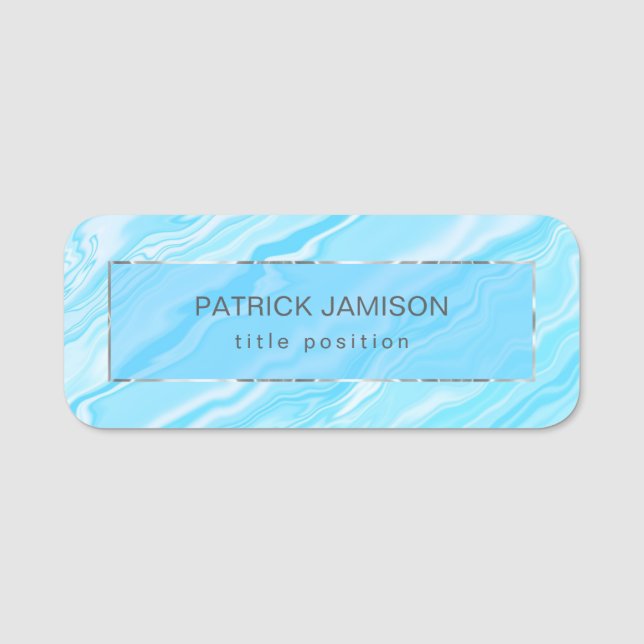 Porte-nom Marbre Bleu Avec Cadre (Devant)