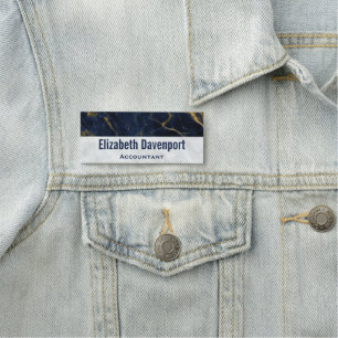 Porte-nom Marbre bleu marine et or Marbre moderne élégant