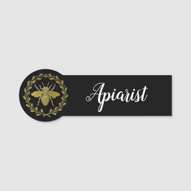 Porte-nom Médaillon d'abeille votre texte et couleurs (Devant)