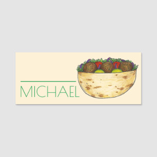 Porte-nom Méditerranéen Falafel Pita Restaurant Server