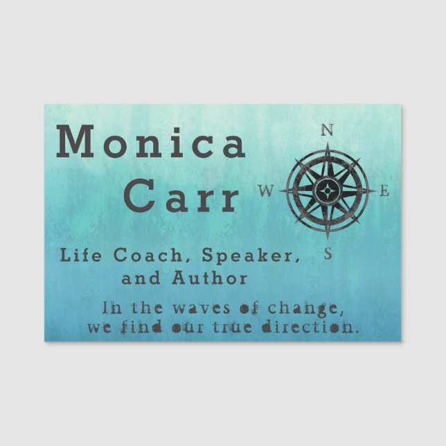 Porte-nom Mer Ombre bleue turquoise (Devant)