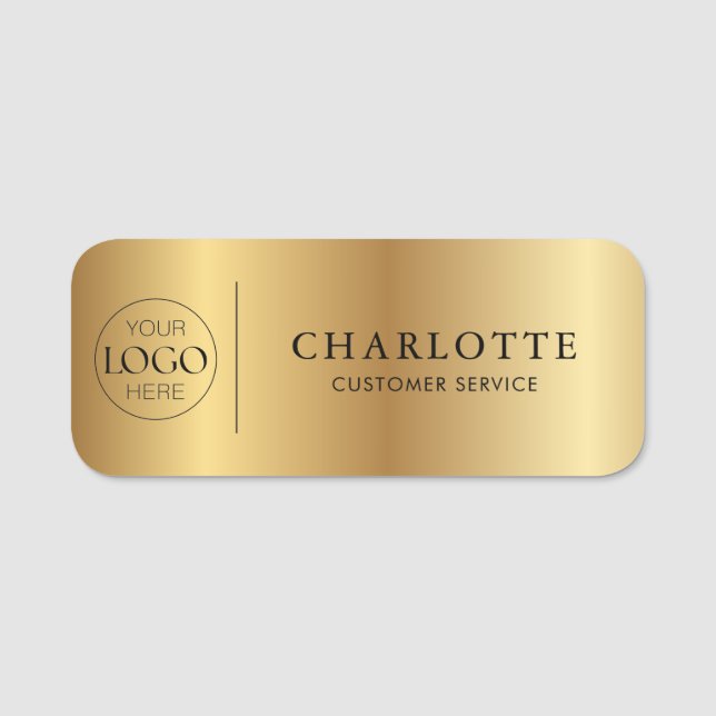 Porte-nom Metallic Gold Custom Logo Office Employee Staff (Devant)