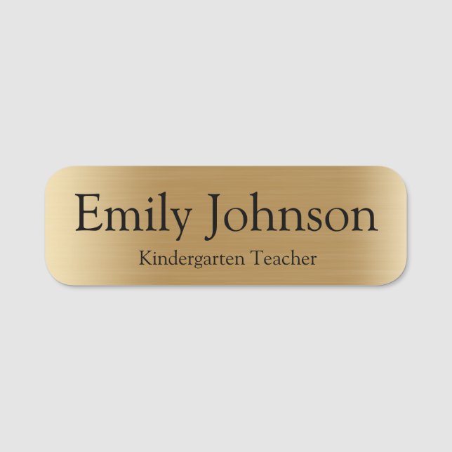 Porte-nom Minimalist Gold Teacher Name | Custom Kindergarten (Devant)