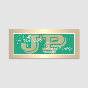 Porte-nom Mode Couleur Jade Vert Luxe Or Monogramme