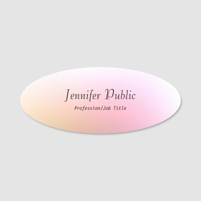 Porte-nom Modèle de texte de calligraphie élégante couleur (Devant)