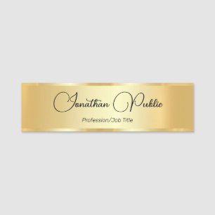 Porte-nom Modèle de typographie personnalisée Gold Look tend