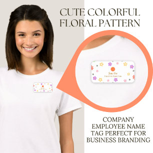 Porte-nom Modèle floral coloré Logo personnalisé et employé