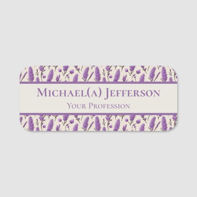 Porte-nom Modèle floral unique Lavender Professionnel violet (Devant)