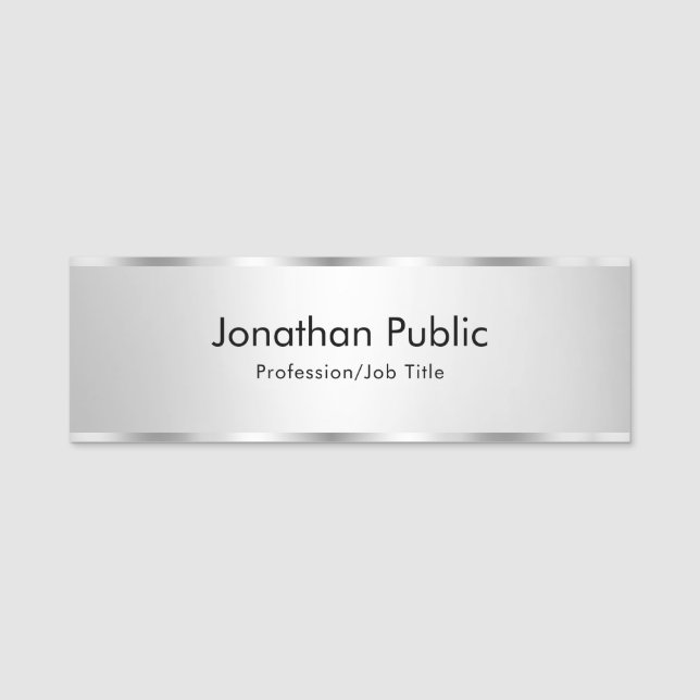 Porte-nom Modèle moderne tendance Faux Silver Custom (Devant)