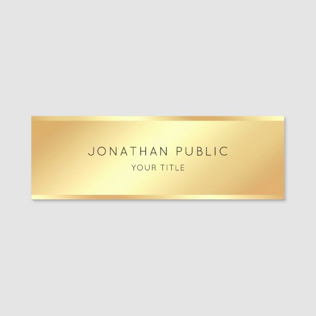 Porte-nom Modèle moderne tendance Gold Professional élégant (Devant)