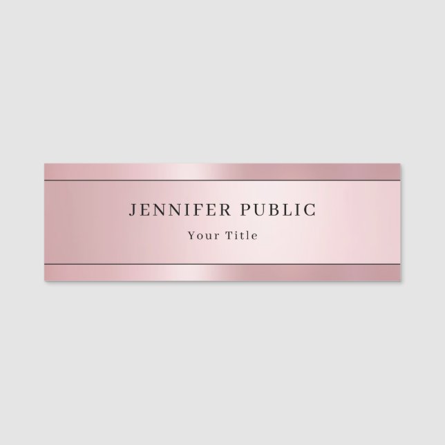 Porte-nom Modèle Rectangle Élégant Moderne Rose Gold Tendanc (Devant)