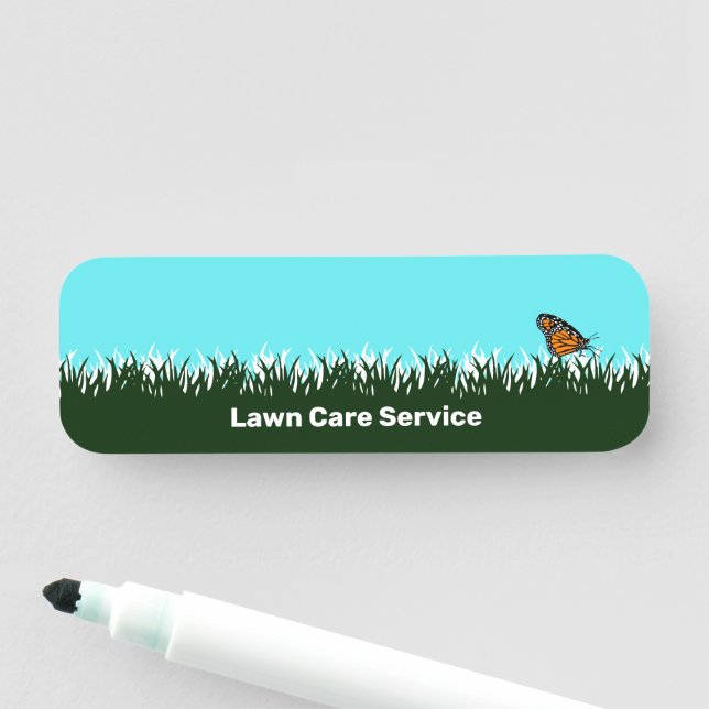 Porte-nom Modern Garden Service Lawn Silhouette Dry Erase (En situation)