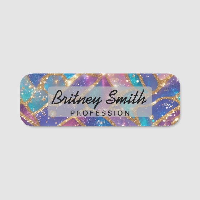 Porte-nom Modern glitter opal background (Devant)
