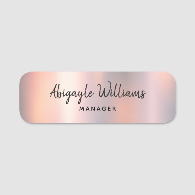 Porte-nom Moderne Blush Shimmer Metallic Girl (Devant)