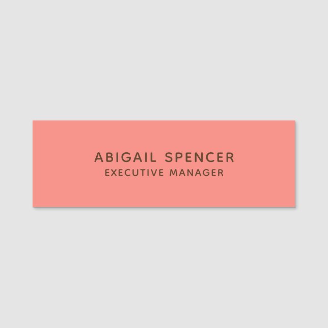 Porte-nom Moderne Classy Professionnel Coral Rose (Devant)