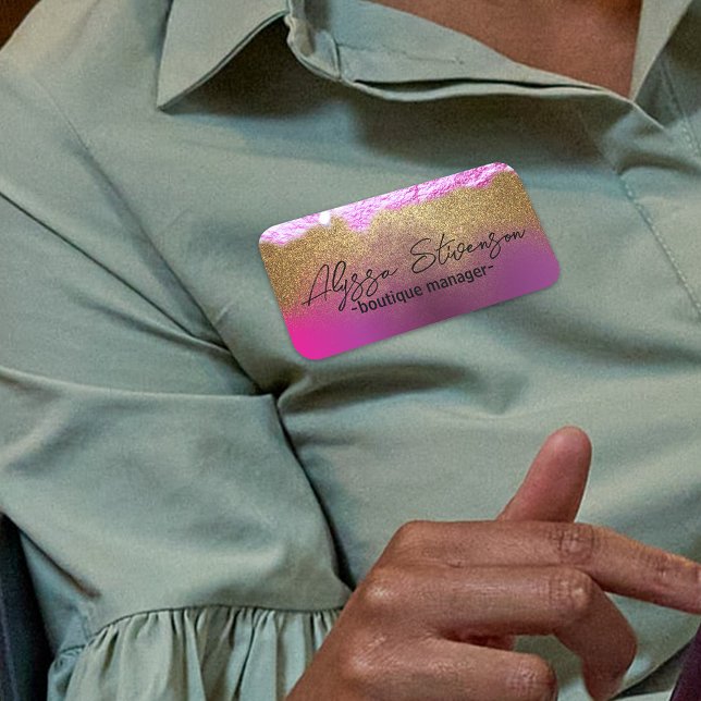 Porte-nom Moderne Faux Or Rose Parties scintillant Professio (Créateur téléchargé)