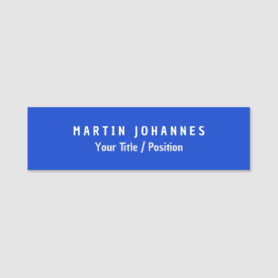 Porte-nom Moderne minimaliste Plain Bleu élégant