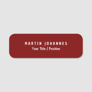 Porte-nom Moderne minimaliste Plain élégant rouge profond