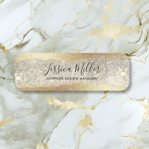 Porte-nom Moderne Pailletage de Diamant d'Or Faux Luxe Feuil