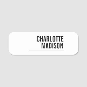 Porte-nom Moderne Simple Blanc Tendance Minimaliste Uni