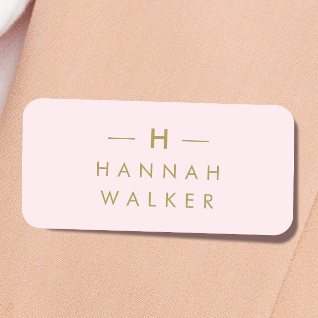 Porte-nom Monogram Blush | Elegant Gold Minimum (Créateur téléchargé)