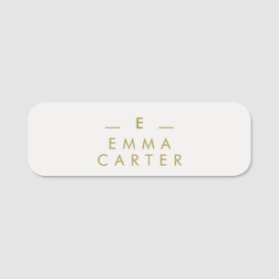 Porte-nom Monogram or gray Minimaliste Elegant Moderne