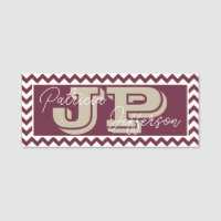 Monogramme à chevron zigzag rouge rubis unique