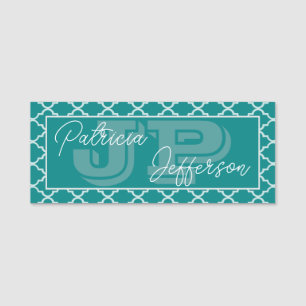 Porte-nom Monogramme bleu-vert Turquoise blanc marocain Quat