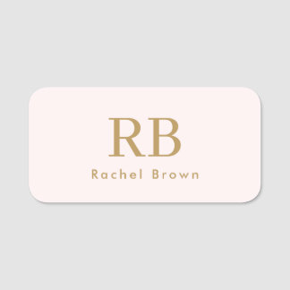Porte-nom Monogramme Blush Pink Gold Feminine Minimaliste