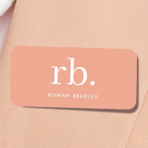 Porte-nom Monogramme Corail Pêche Élégante Feminine Minimali