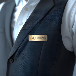 Porte-nom Monogramme Couronne de Laurier Métallisé Or Exécut