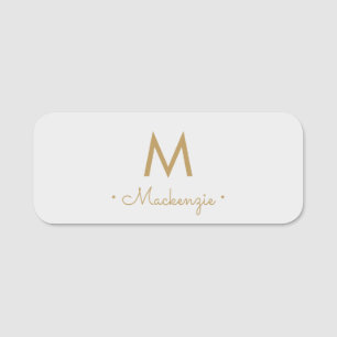 Porte-nom Monogramme de script or gris clair moderne