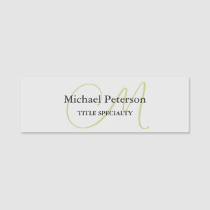 Porte-nom Monogramme de script sophistiqué initial moderne