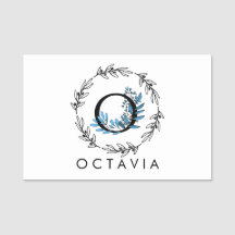 Monogramme Floral Bleu - Lettre O