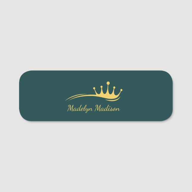 Porte-nom Monogramme Gable Vert Avec Couronne Moderne Minima (Devant)