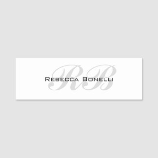 Porte-nom Monogramme gris blanc Nom Initiales Simple Style