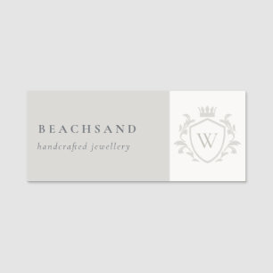 Porte-nom Monogramme gris élégant classique Cimier de couron