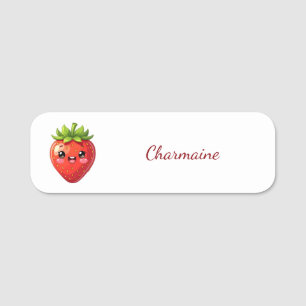 Porte-nom Monogramme jolie fraise kawaii