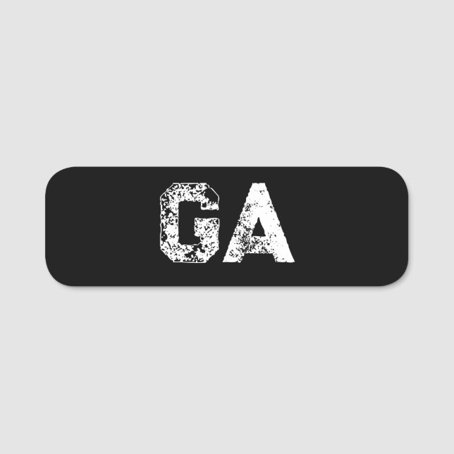 Porte-nom Monogramme Lettres Initiales Noir Blanc Simple Uni (Devant)