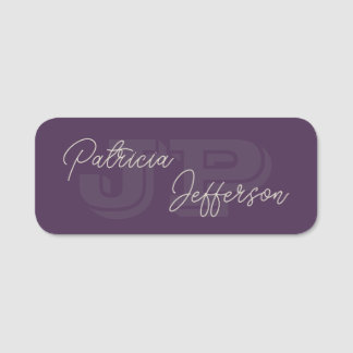 Porte-nom Monogramme manuscrit élégant violet moderne
