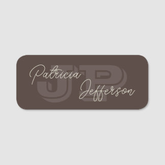 Porte-nom Monogrammé Mocha Dark Brown Beau manuscrit