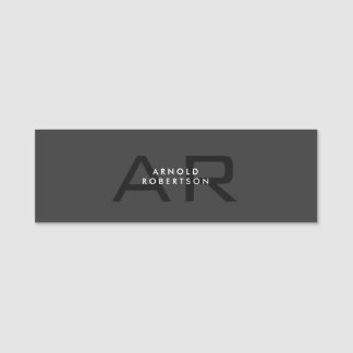 Porte-nom Monogramme moderne Gris clair tendance Ajouter un