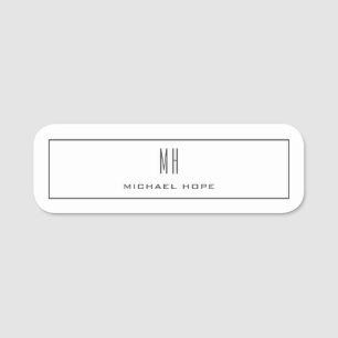 Porte-nom Monogramme moderne Initiales Professional Plain Si