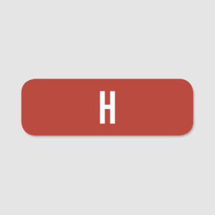 Porte-nom Monogramme Nom Initiales Minimaliste Brique Rouge