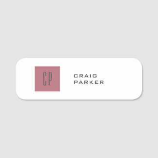 Porte-nom Monogramme professionnel moderne Rose clair or bla