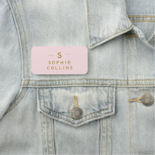 Porte-nom Monogramme rose rose or minimaliste Élégant