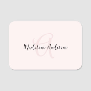 Porte-nom Monogramme rose rose rose moderne minimaliste fémi