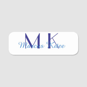 Porte-nom monogramme simple minimaliste nom personnalisé ble